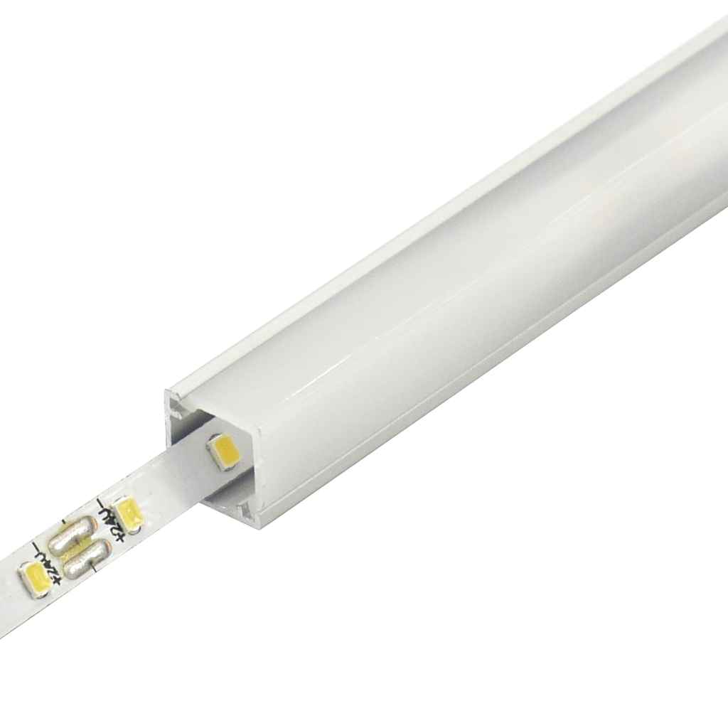 Perfil LED extrafino de esquina  con el difusor en ángulo recto de 8 mm x 8 mm