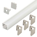 Perfil LED extrafino de esquina  con el difusor en ángulo recto de 8 mm x 8 mm
