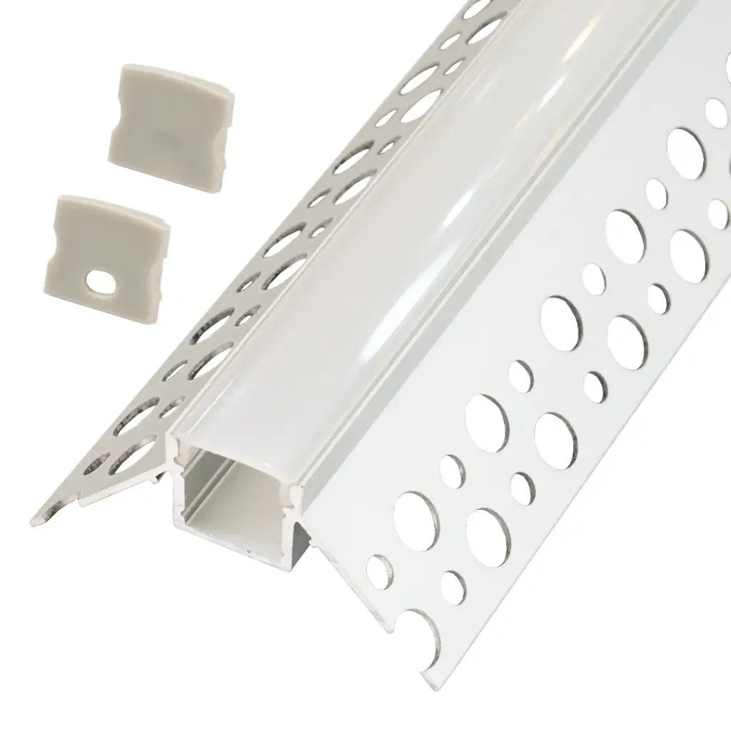 Perfil LED para empotrar en una esquina de 53,5 mm x 23,82 mm