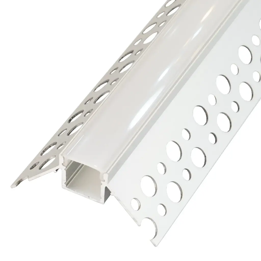Perfil LED para empotrar en una esquina de 53,5 mm x 23,82 mm