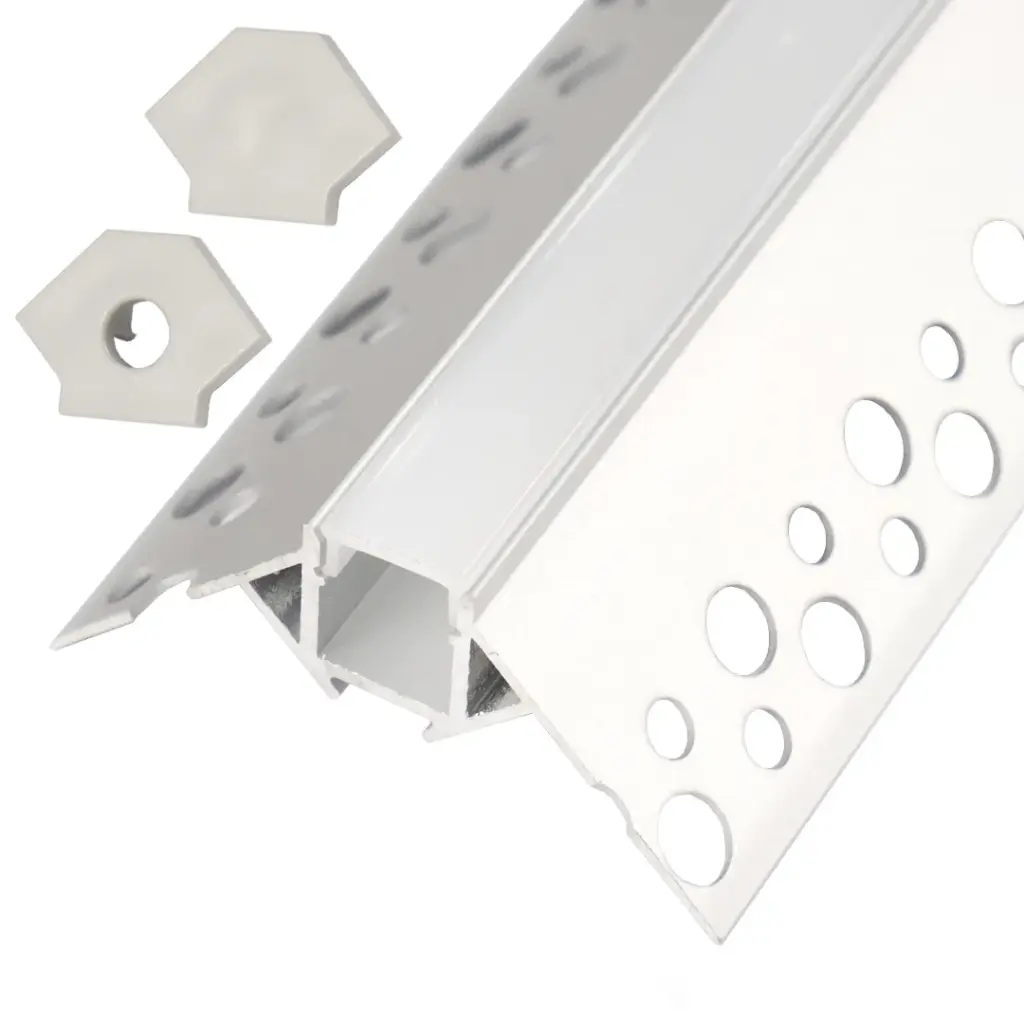 Perfil LED para empotrar en una esquina de 50,09 mm x 22,2 mm
