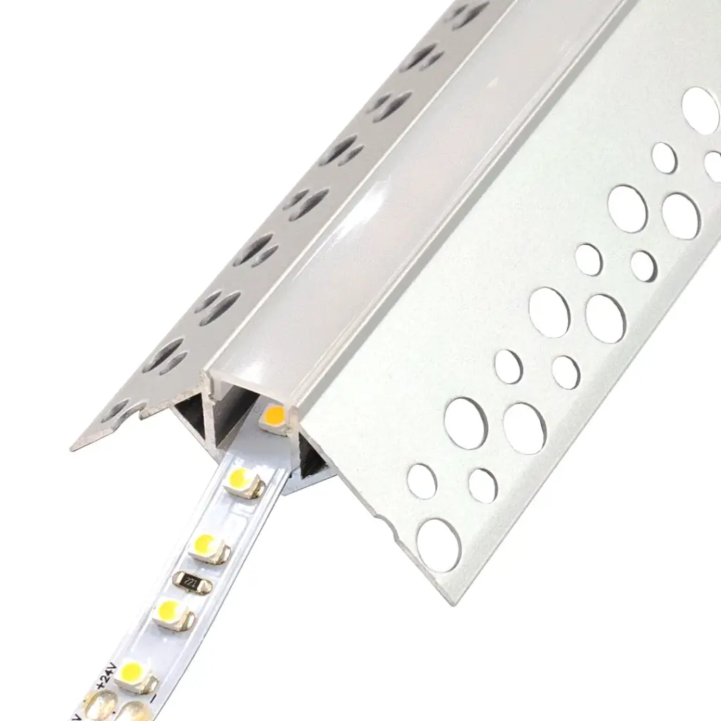 Perfil LED para empotrar en una esquina de 50,09 mm x 22,2 mm