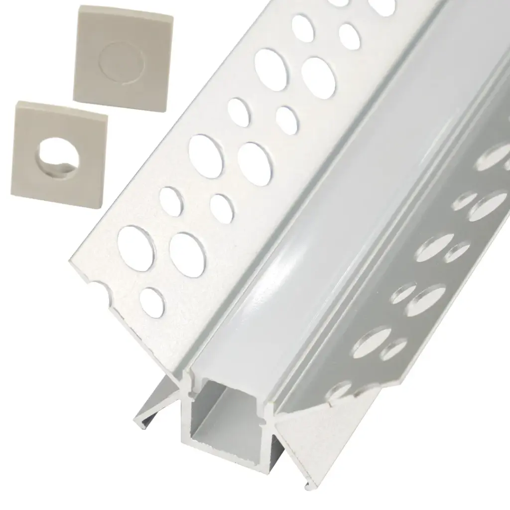 Perfil LED para empotrar en una esquina de 46 mm x 23,81 mm
