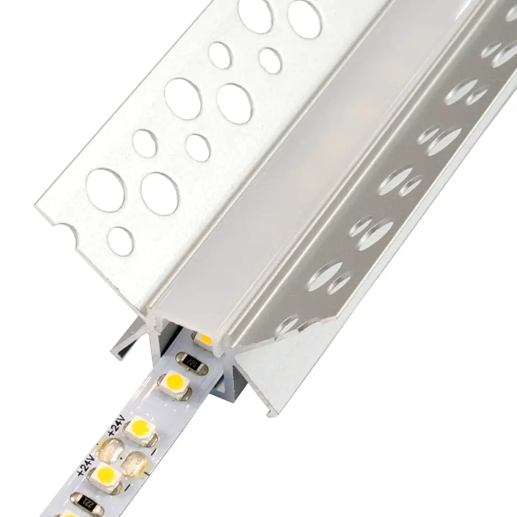 Perfil LED para empotrar en una esquina de 46 mm x 23,81 mm
