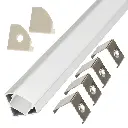 Perfil LED de esquina reforzado y con embellecedores de 25,21 mm x 16,91 mm