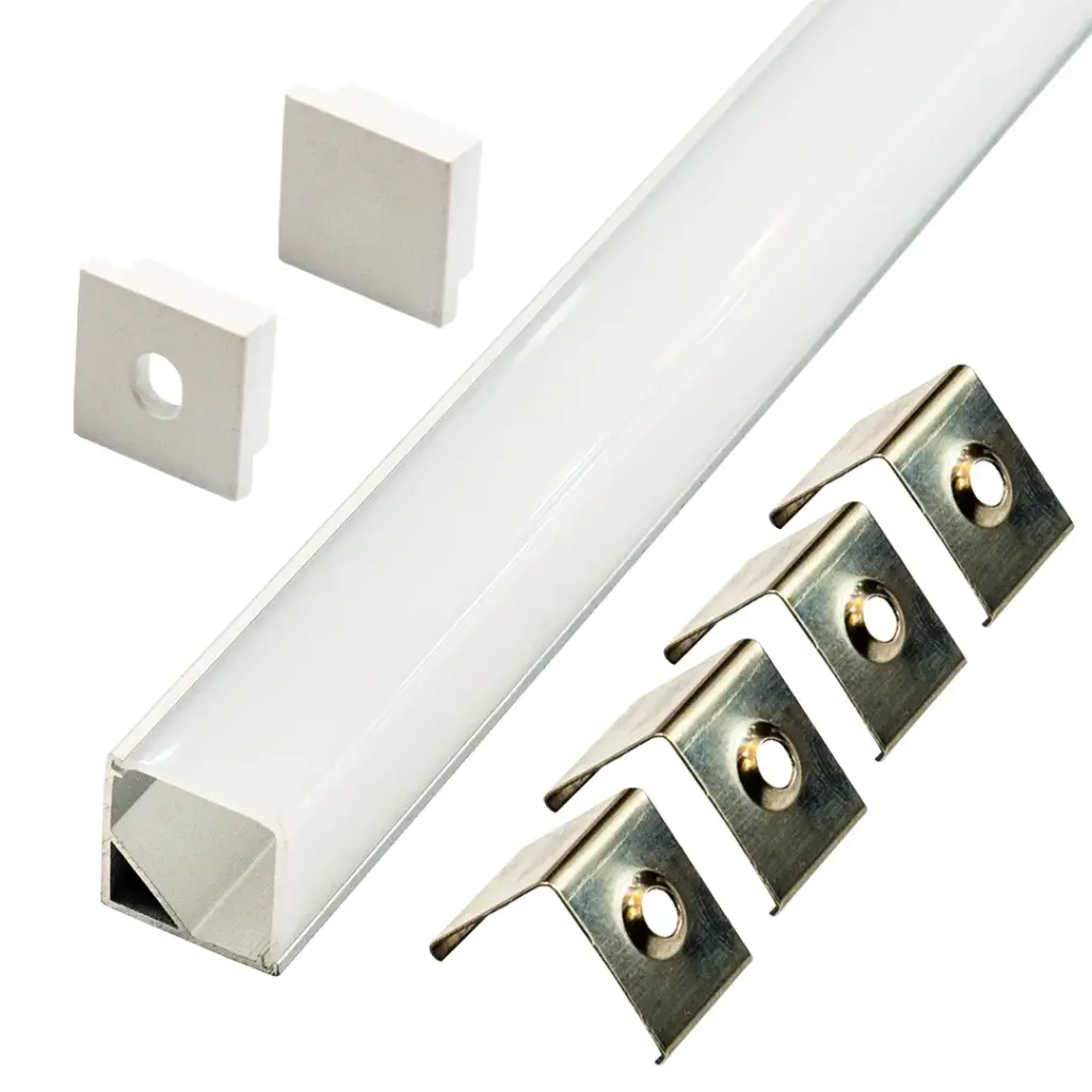Perfil LED de esquina con el difusor ángulo recto de 16 mm x 16 mm