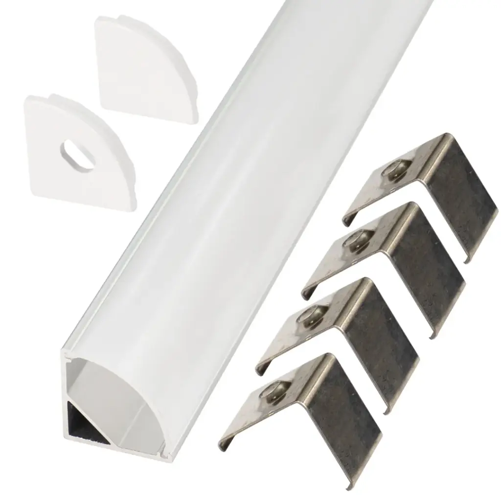 Perfil LED de esquina con el difusor curvo de 16 mm x 16 mm