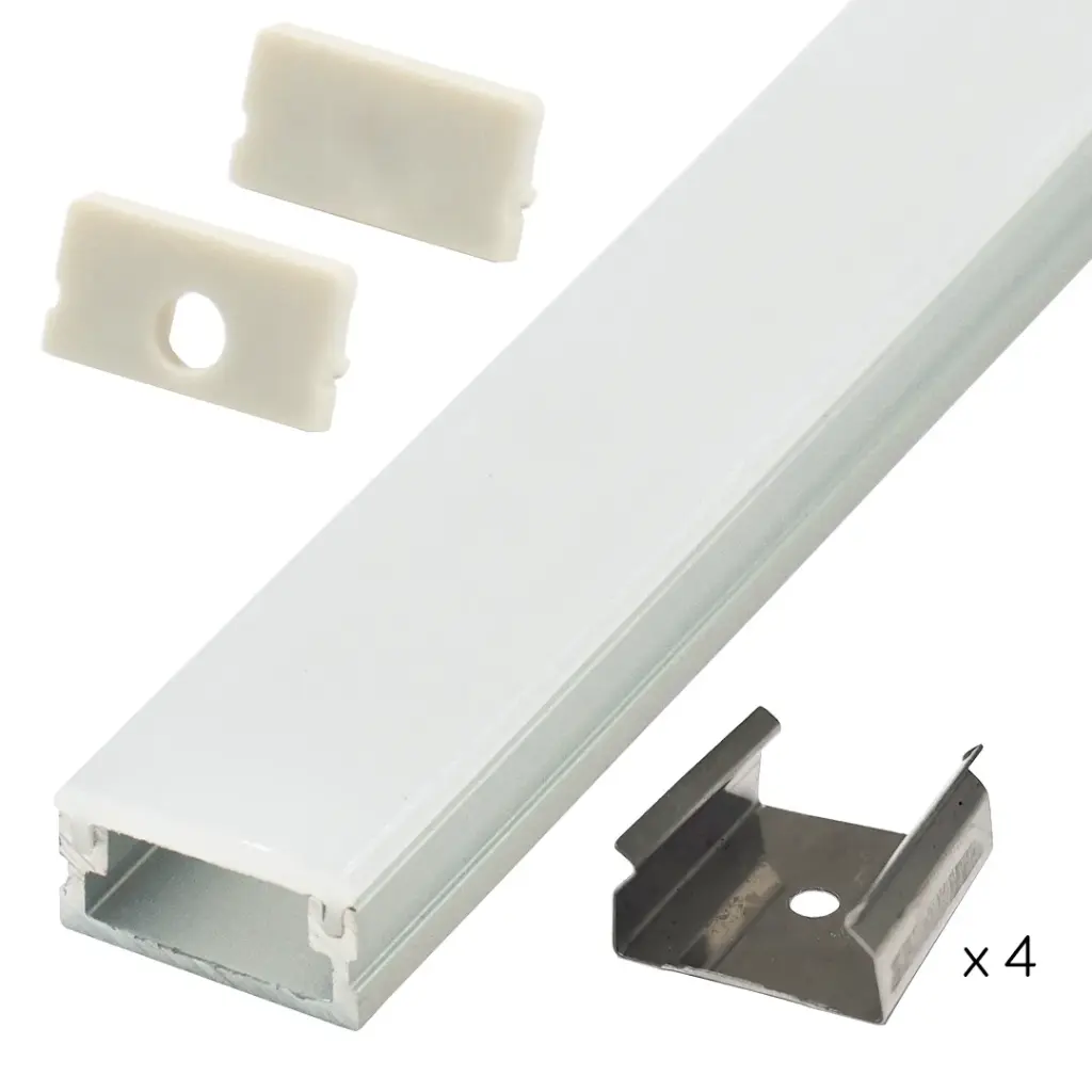 Perfil LED empotrable en el suelo de interiores de 15,94 mm x 8,55 mm