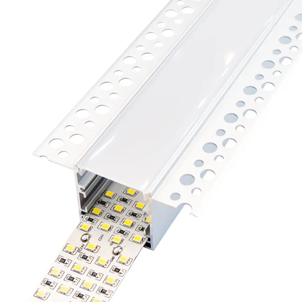 Perfil LED para empotrar en una obra con opción colgante de 75 mm x 35 mm