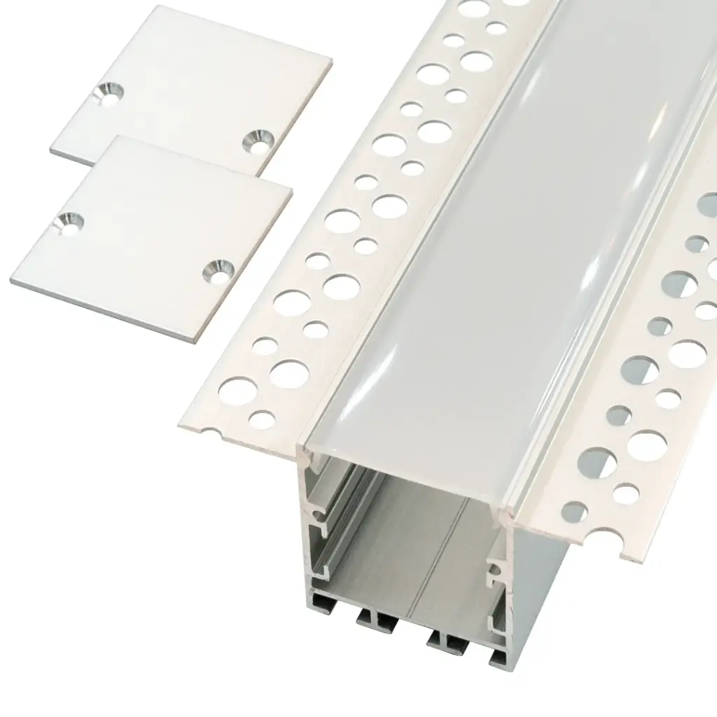 Perfil LED para empotrar en una obra con opción colgante de 75 mm x 35 mm