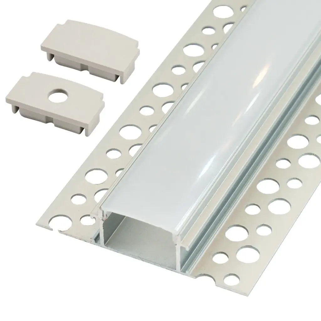 Perfil LED para empotrar en una obra de 61,45 mm x 14,97 mm