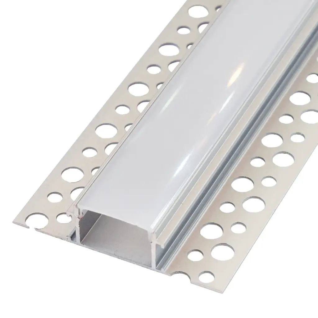 Perfil LED para empotrar en una obra de 61,45 mm x 14,97 mm