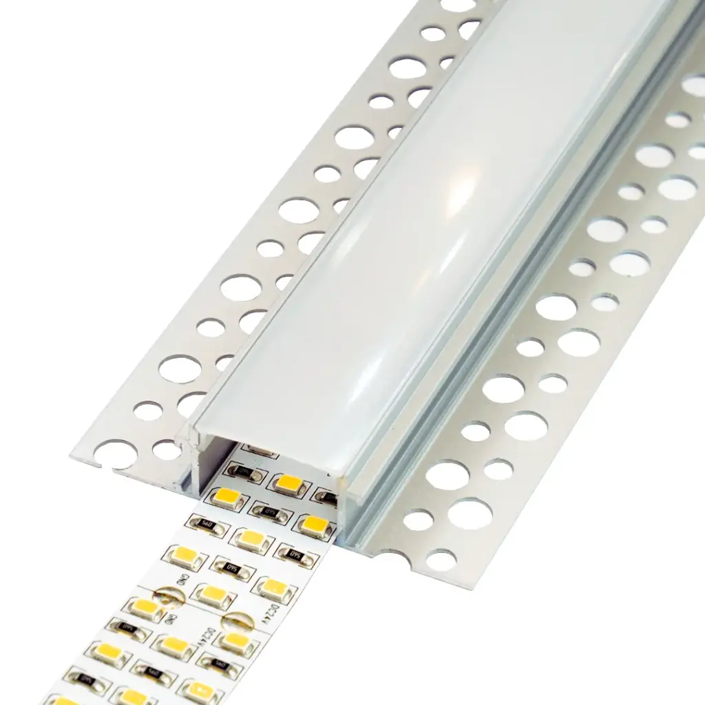 Perfil LED para empotrar en una obra de 61,45 mm x 14,97 mm