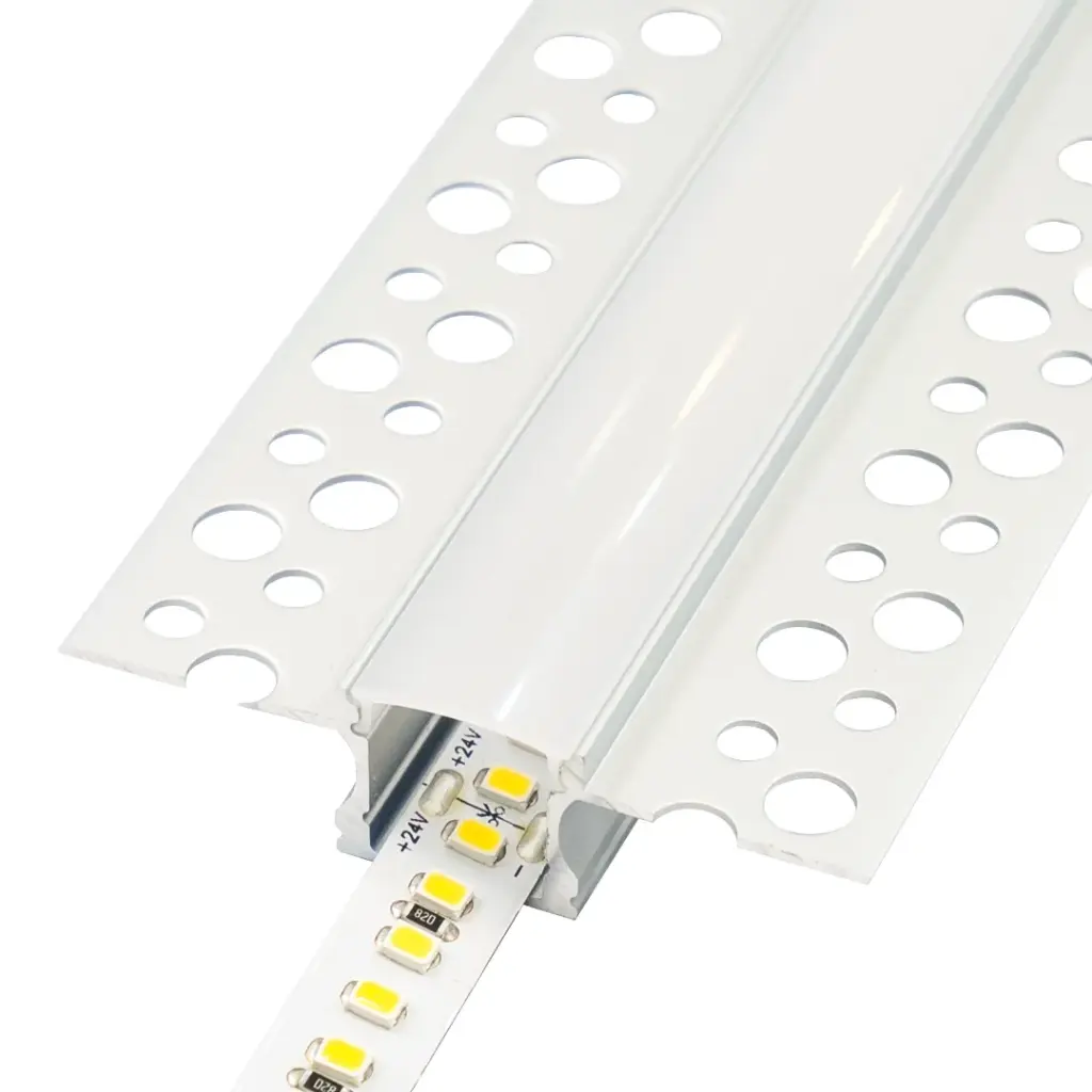 Perfil LED para empotrar en una obra de 57,2 mm x 14,5 mm