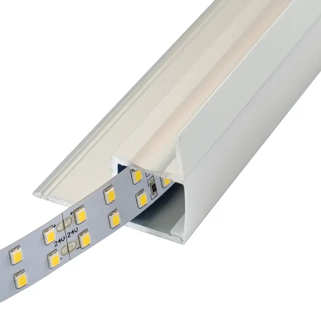 Perfil LED para empotrar en una obra de 35,5 mm x 45 mm