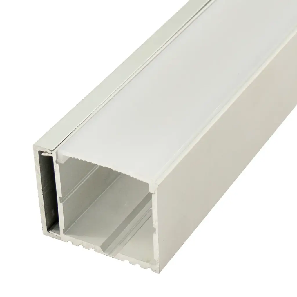 Perfil LED de superficie con iluminación lateral y opción colgante de 42,7 mm x 35 mm