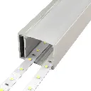 Perfil LED de superficie con iluminación lateral y opción colgante de 42,7 mm x 35 mm