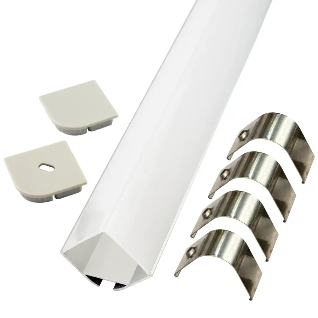 Perfil LED colgante con difusor en ángulo recto de 29,8 mm x 29,8 mm