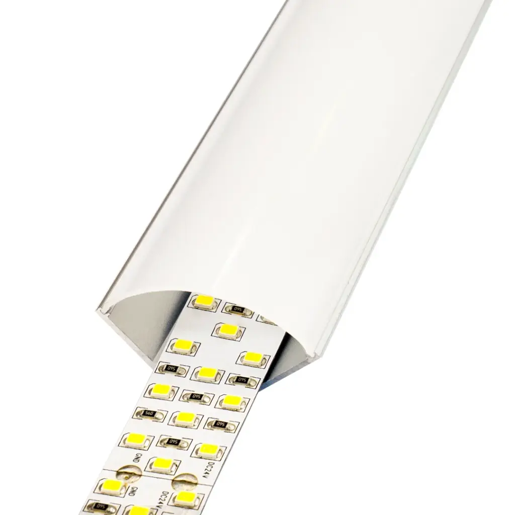 Perfil LED colgante con difusor curvo de 29,8 mm x 29,8 mm