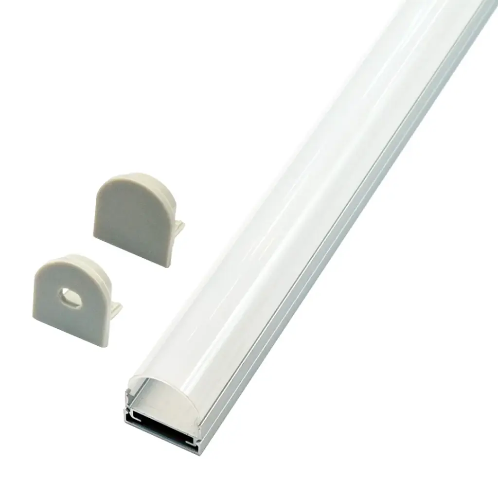 Perfil LED de superficie con opción colgante y difusor curvo de 19,3 mm x 19,19 mm