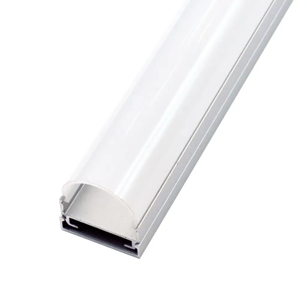 Perfil LED de superficie con opción colgante y difusor curvo de 19,3 mm x 19,19 mm