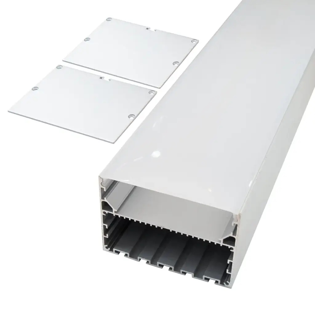 Perfil LED para instalar de forma suspendida de 100 mm x 70 mm