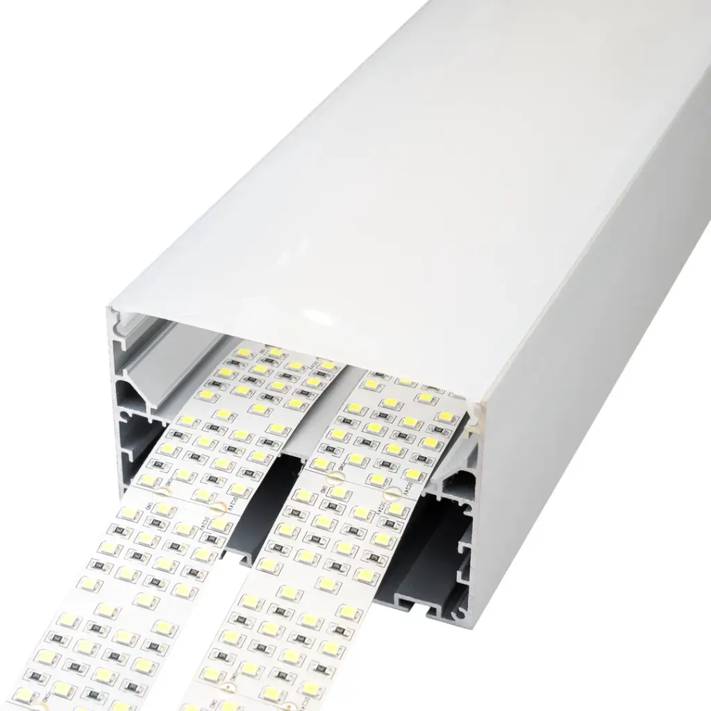 Perfil LED para instalar de forma suspendida de 100 mm x 70 mm