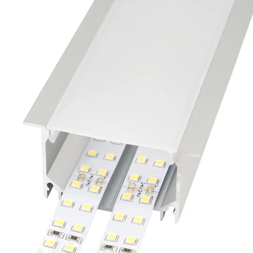 Perfil LED empotrable en techos o paredes de 69,6 mm x 32 mm