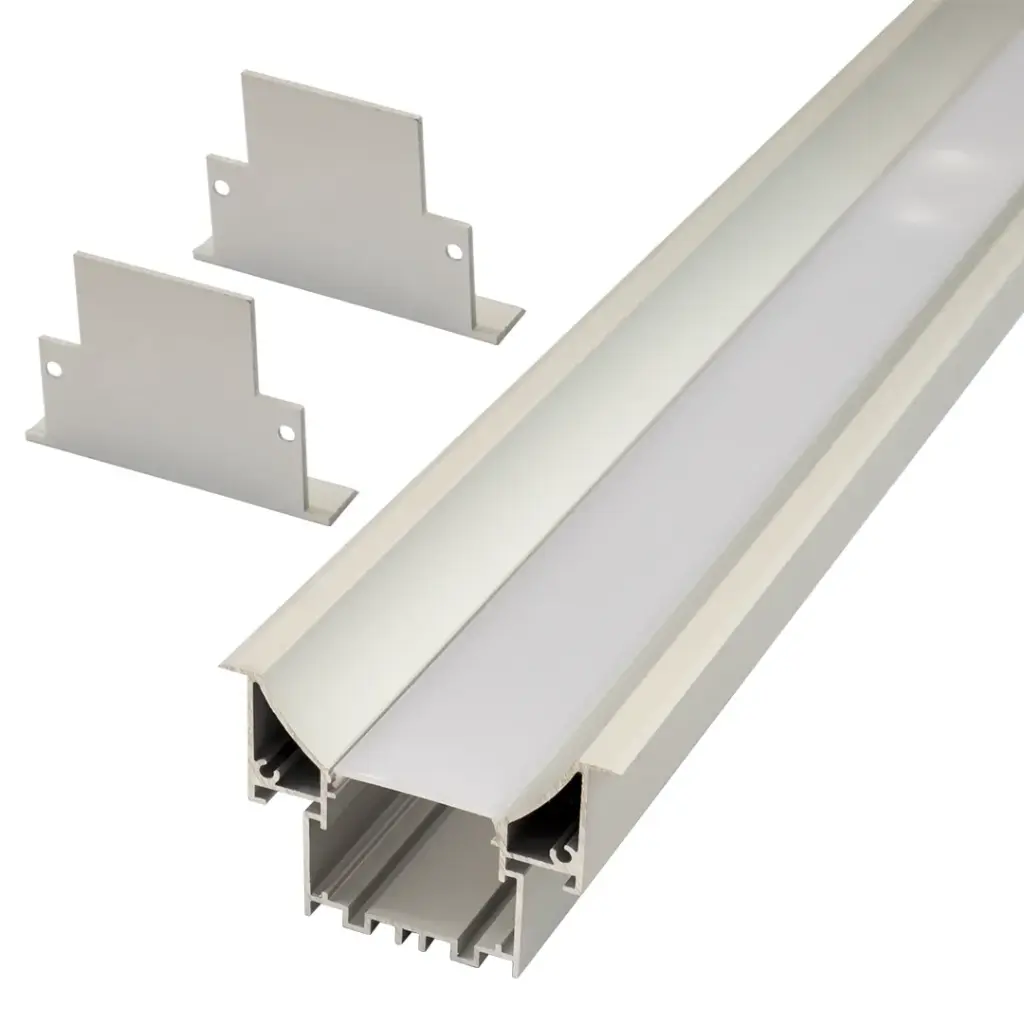 Perfil LED cóncavo para empotrar en techos o paredes de 65,01 mm x 45 mm