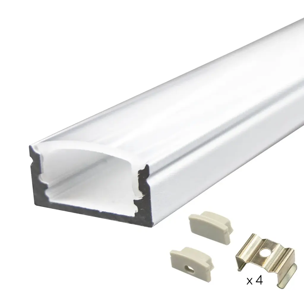 Perfil LED de superficie de 17 mm x 7,8 mm lacado en blanco