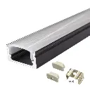 Perfil LED de superficie de 17 mm x 7,8 mm lacado en negro