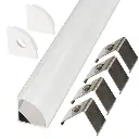 Perfil LED de esquina con el difusor curvo de 16 mm x 16 mm negro