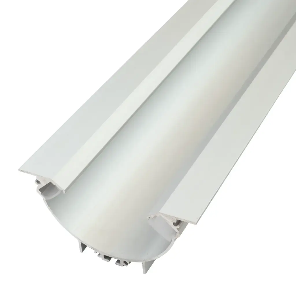Perfil LED cóncavo con luz bilateral indirecta para empotrar de 101,6 mm x 49,25 mm