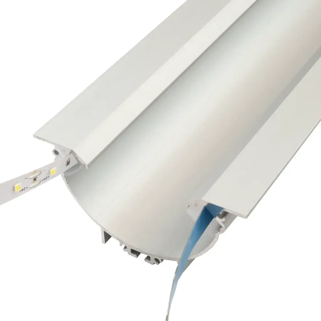 Perfil LED cóncavo con luz bilateral indirecta para empotrar de 101,6 mm x 49,25 mm