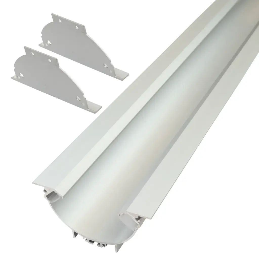 Perfil LED cóncavo con luz bilateral indirecta para empotrar de 101,6 mm x 49,25 mm