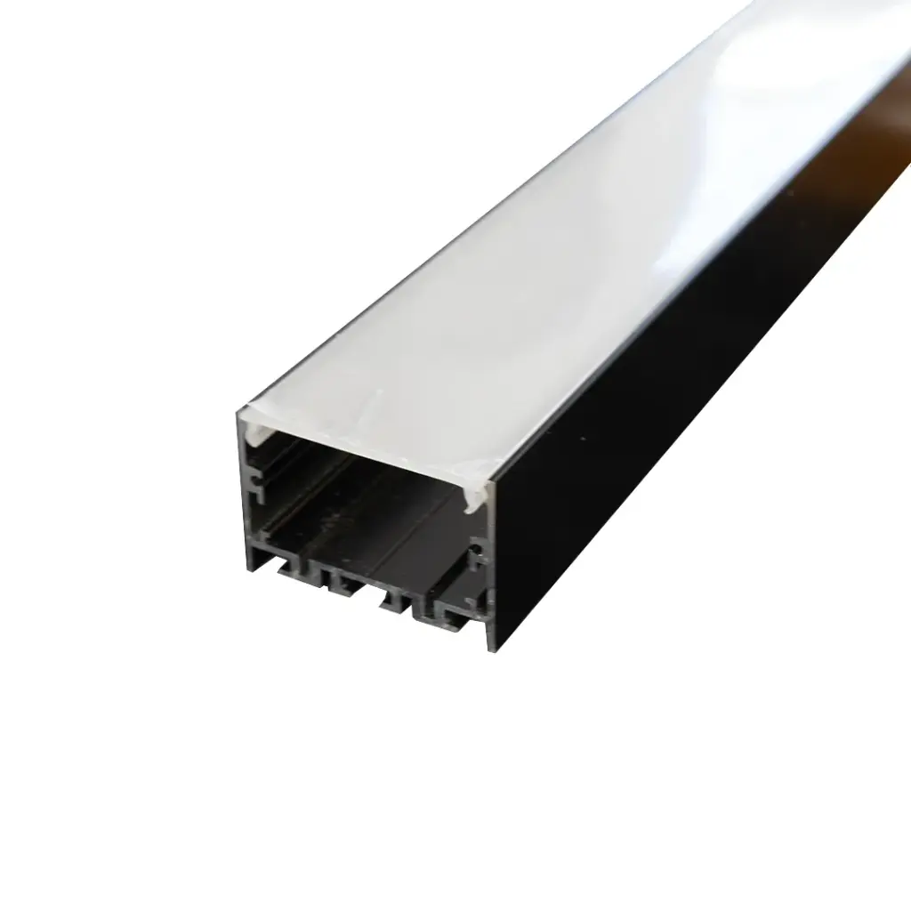 Perfil LED de superficie negro con opción colgante de 50 mm x 35 mm