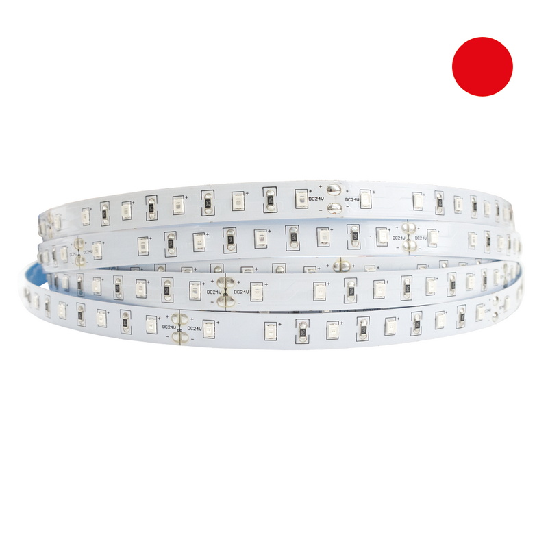 Tira LED color rojo 12,65W DC24V 60LEDs/m SMD2835 IP20 10mm 5m