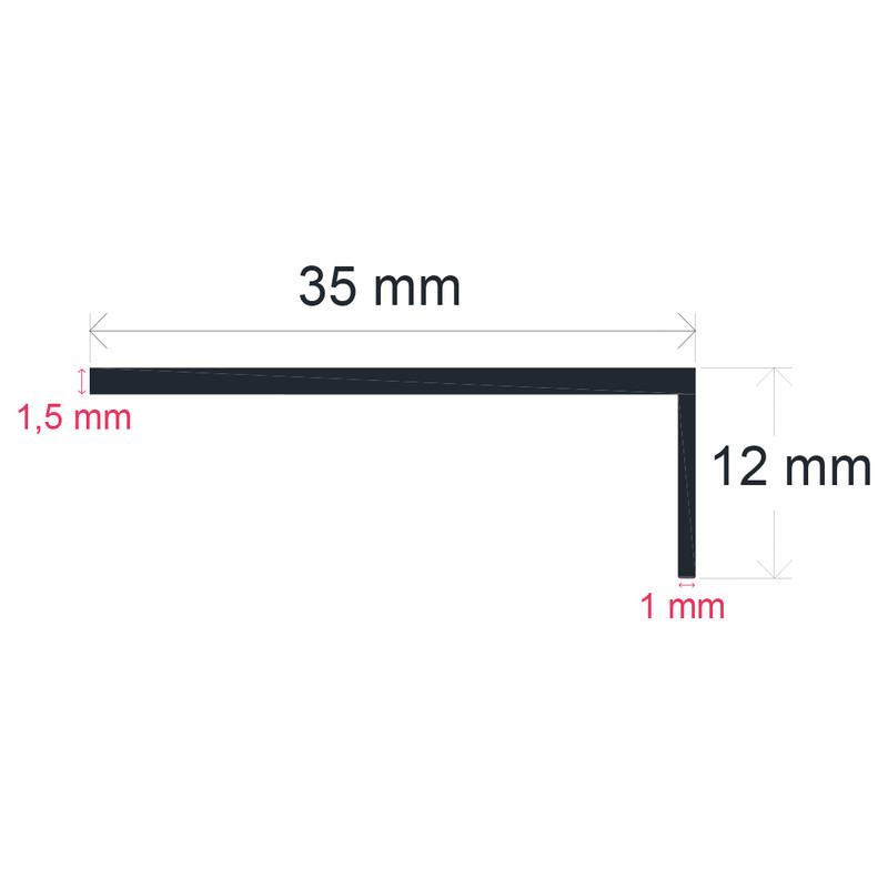 Perfil LED de 12 mm x 35 mm