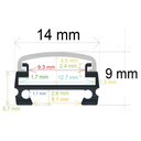 Profilé LED en surface (14 mm x 9 mm)