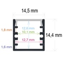 Surface-mounted LED profile (14.5 mm x 14.4 mm)
