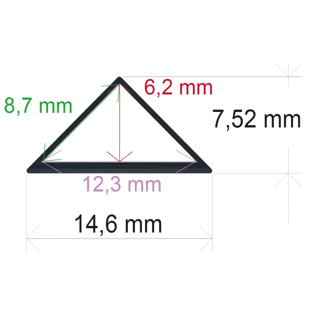 Triangular LED profile (14.57 mm x 7.4 mm)