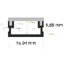 Perfil LED empotrable en el suelo de interiores de 15,94 mm x 8,55 mm