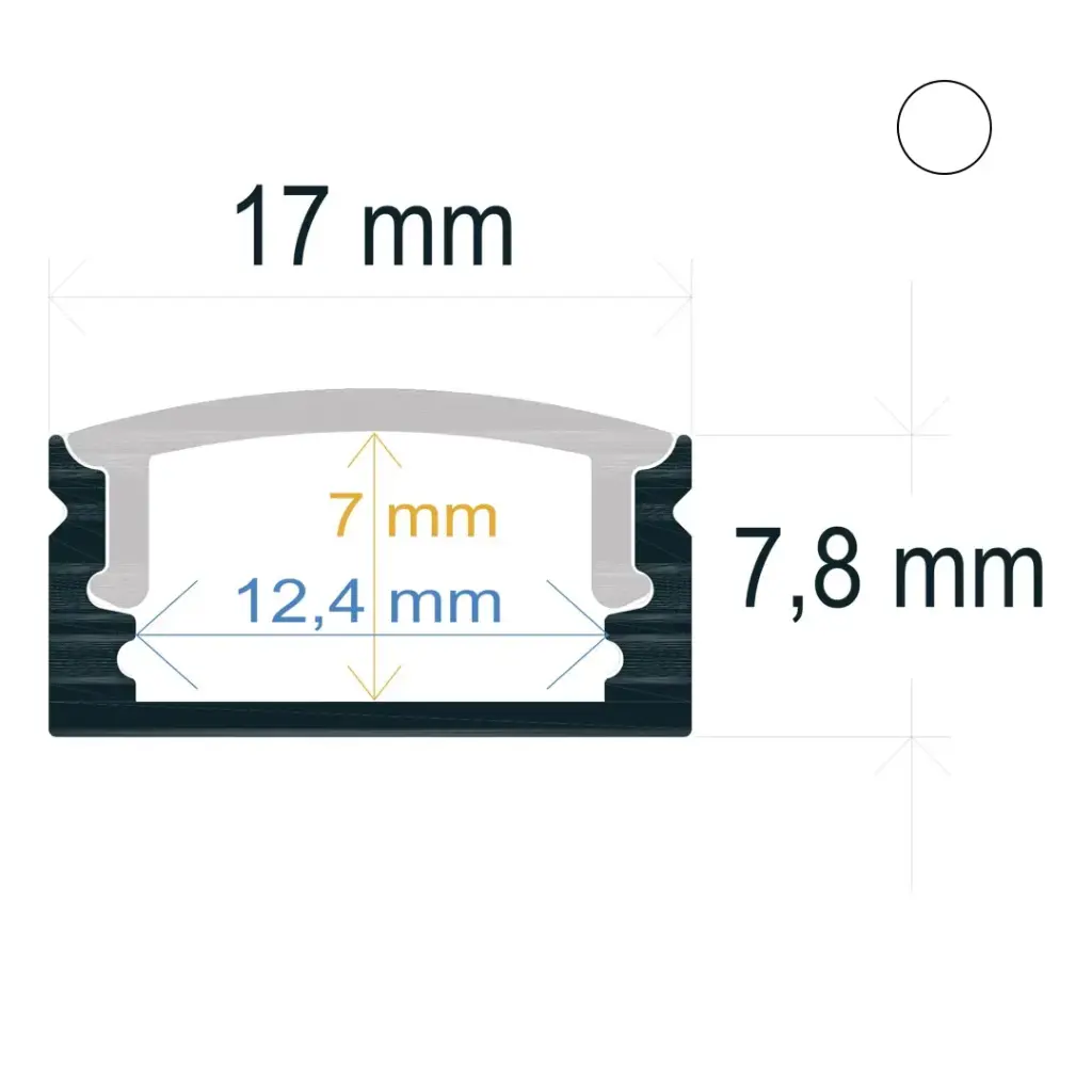 Perfil LED de superficie de 17 mm x 7,8 mm lacado en blanco