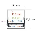 Perfil LED de superficie con opción colgante y difusor en ángulo recto de 19,2 mm x 20,21 mm
