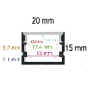  Profilo LED da superficie (20 mm x 15 mm)