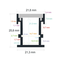 Profilo LED da incasso per pavimento esterno (21,8 mm x 25,8 mm)