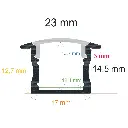 Profilé LED encastré, 23 mm x 14,5 mm