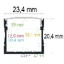 Perfil LED de superficie de 23,4 mm x 20,4 mm
