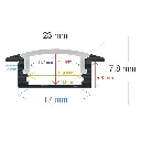 Perfil LED empotrable de 23 mm x 7,8 mm