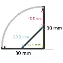 LED corner profile with curved diffuser 30 mm x 30 mm